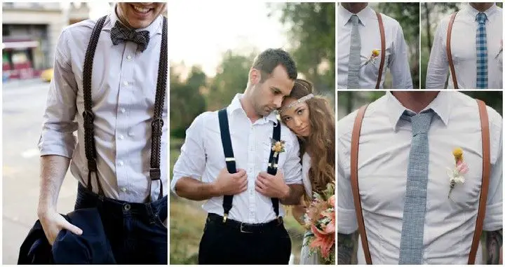 verschillende huwelijk outfits met bretels