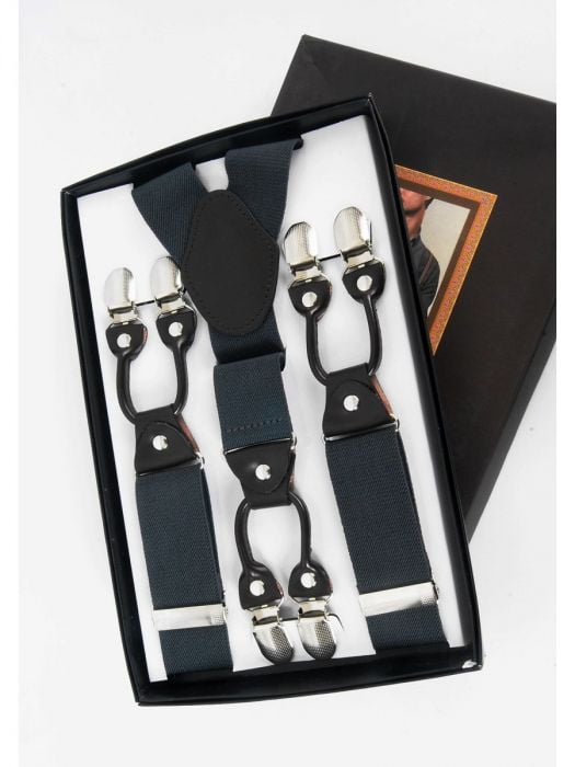 Luxueuze donkergrijze x model bretels met 6 clips leukste bretels
